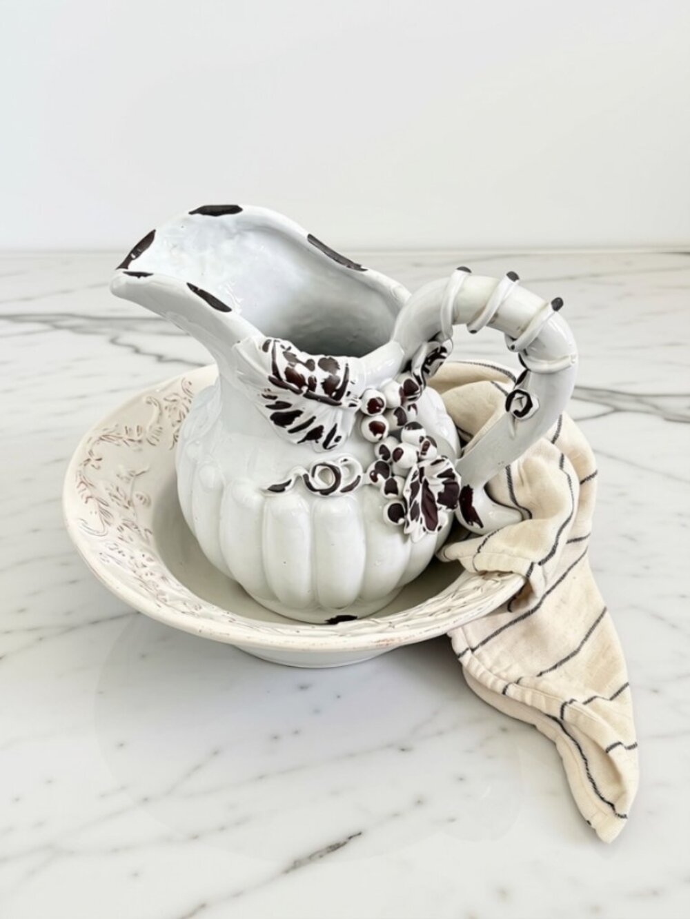 Vintage Farmhouse Ceramic Pitcher